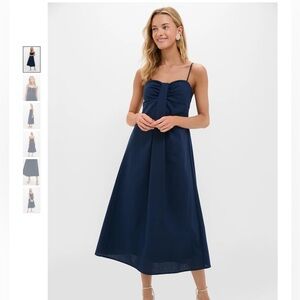 HYACINTH HOUSE Navy Linen Zoe Dress NWT S